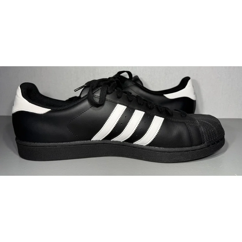 Adidas Superstar Shoes Mens Size 20 Black White Leather Shell Toe B27140 Classic - Picture 5 of 11